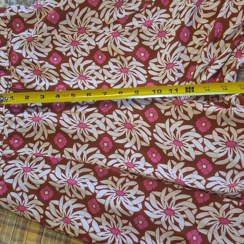 Anthropologie Long Sleeve Bell Bottom Flared Vibrant Floral Jumpsuit Collared 6 - Picture 12 of 17